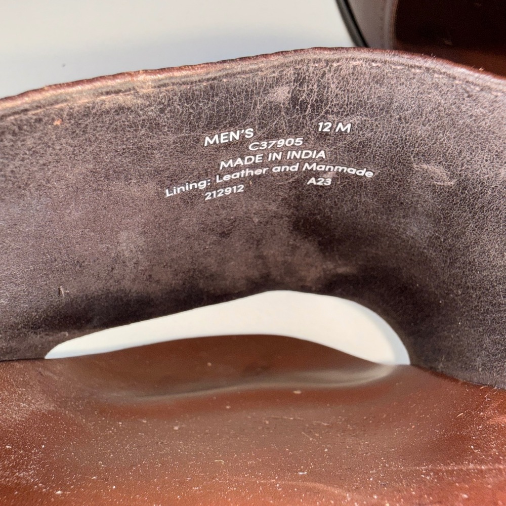 Cole Haan Mens Leather Slide Sandals Brown Grand Perforated Slides Size 12 M - Picture 7 of 12